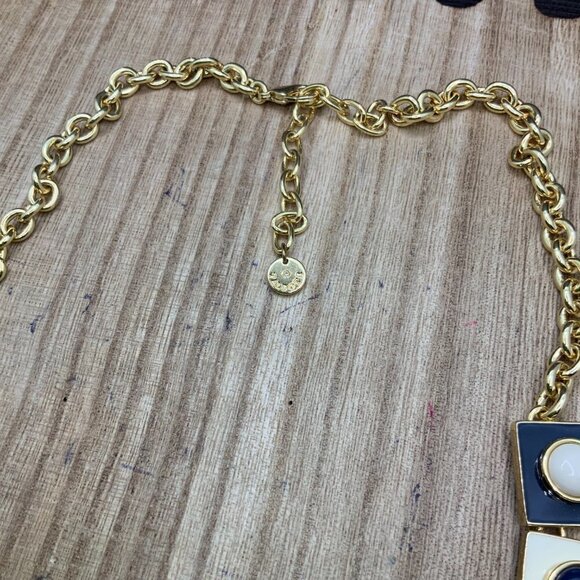 Talbots Navy & Cream Geometric Style Necklace - Picture 6 of 8